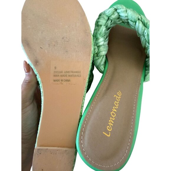 LEMONADE Green Platform Braided Wedges Sandals Size 9 - Picture 4 of 11